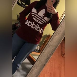 Adidas Burgundy Trefoil Sweater in XS